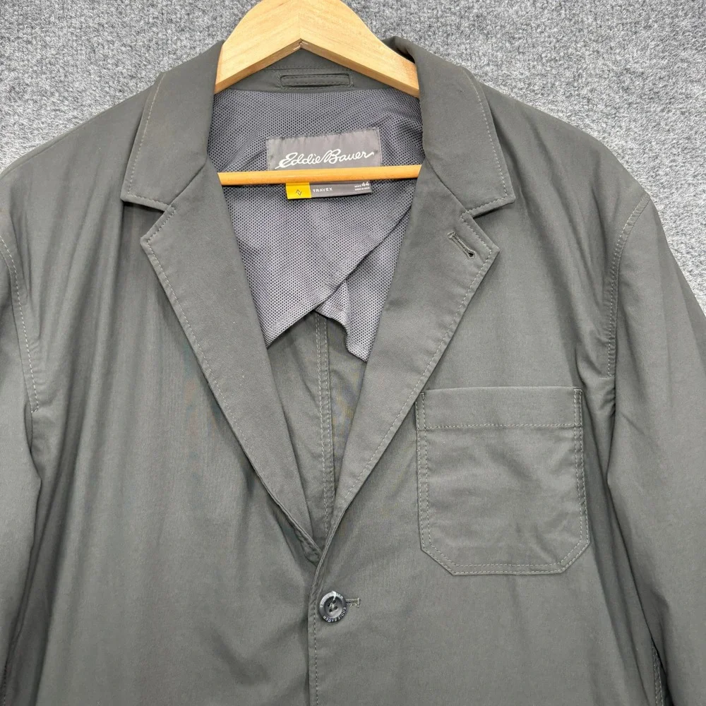Eddie Bauer Travex Blazer Jacket Mens 44 Gray Long Sleeve Outdoor Travel Casual
